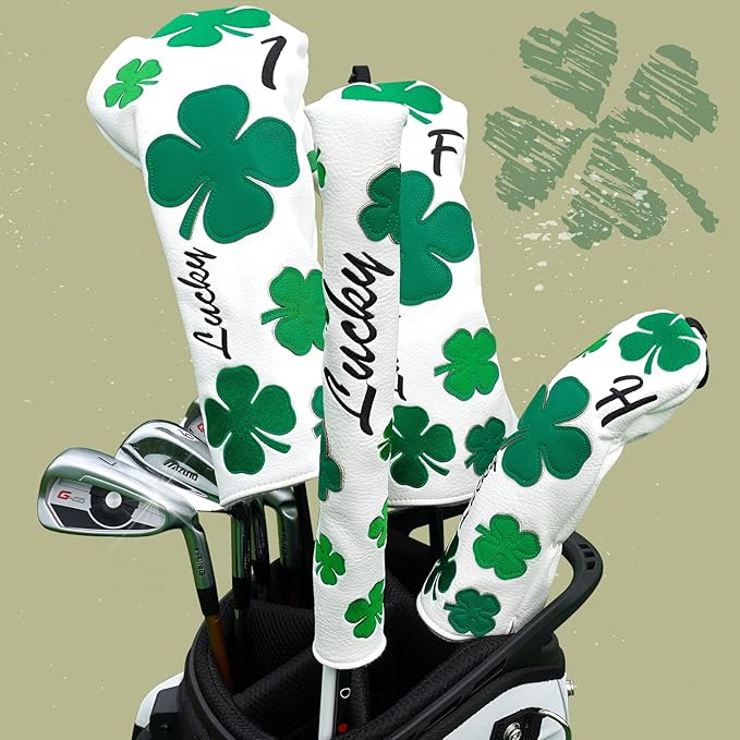 Craftsman Golf Green Lucky Clover Driver Wood Hybrid Headcover Blade Mallet Putter Cover for Scotty Cameron Taylormade Odyssey Also for Custom Version with Your Name Stitched