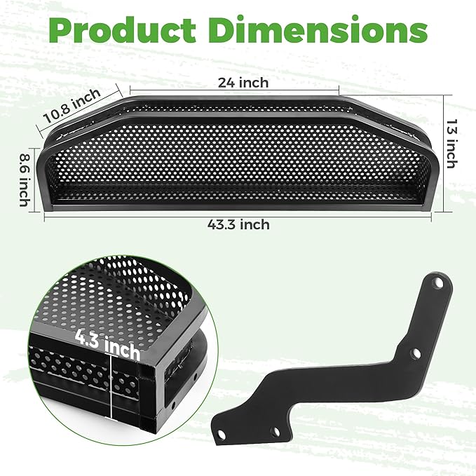 10L0L Golf Cart Front Cargo Basket for EZGO TXT/RXV、Club Car DS/Precedent、Yamaha G22/G29 - Heavy-Duty Steel Mesh Storage Rack, Gas/Electric Compatible