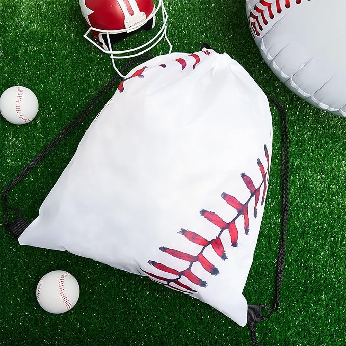 Frienda Baseball Drawstring Backpack Bag Baseball Drawstring Party Favor Bags for Gym Sports Teams(24 Pieces)