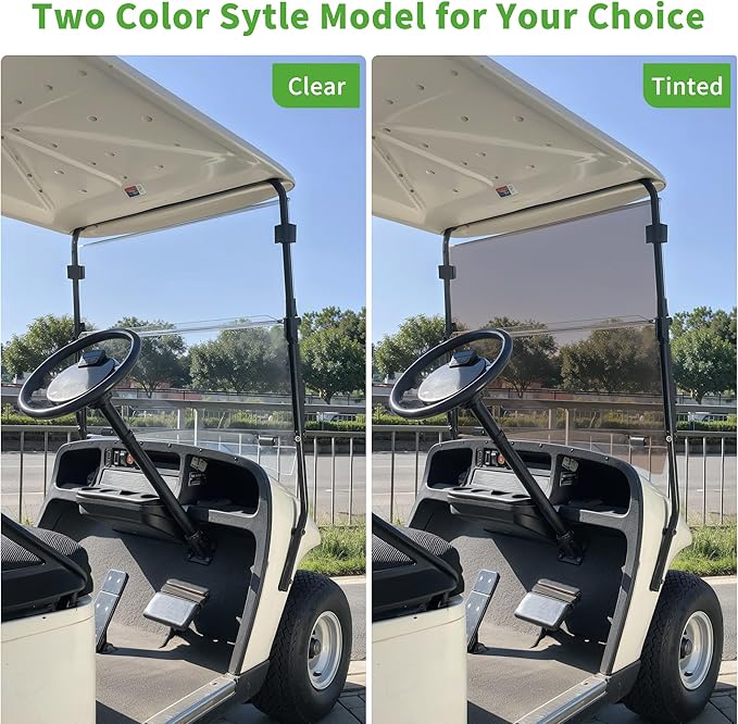10L0L Golf Cart Windshield Compatible with EZGO TXT Windshield, Foldable & UV Protection Fit (1995-2013) EZGO TXT and Medalist Golf Cart Models- Tinted & Clear