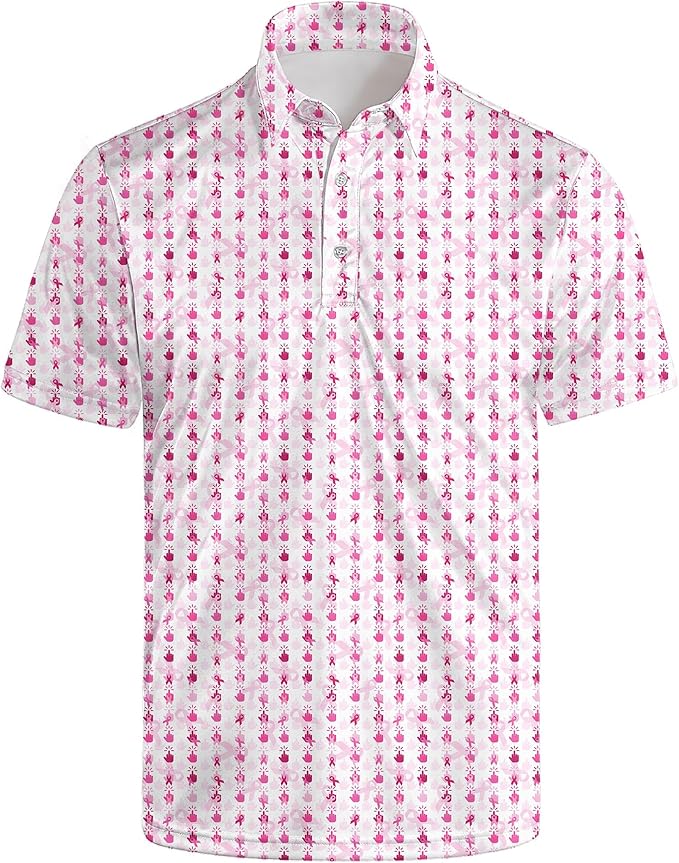 Golf Polo Shirts for Men Funny Print Short Sleeve Golf Shirts Performance Golf Polos