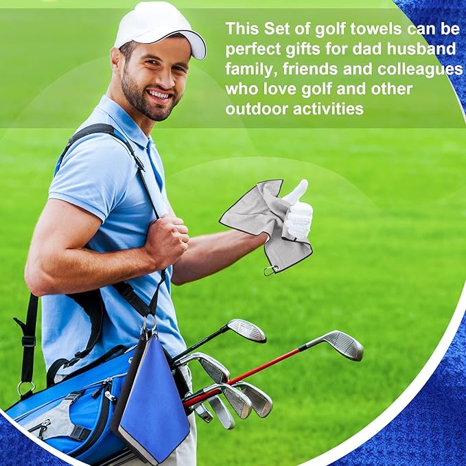 Batiyeer Golf Towel Bulk for Golf Bags 16'' x 16'' Microfiber Fabric Towel with Clip Waffle Pattern, Fitness, Camping, Hiking, Yoga