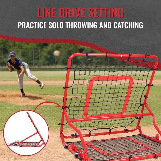 Storgem Baseball Softball Rebounder Net, Pitch Back Rebound Net,Soccer Rebound Net, Fielding Rebounder,Double Sided Adjustable Multi-Sports Pitching Rebound Net for Throwing Practice