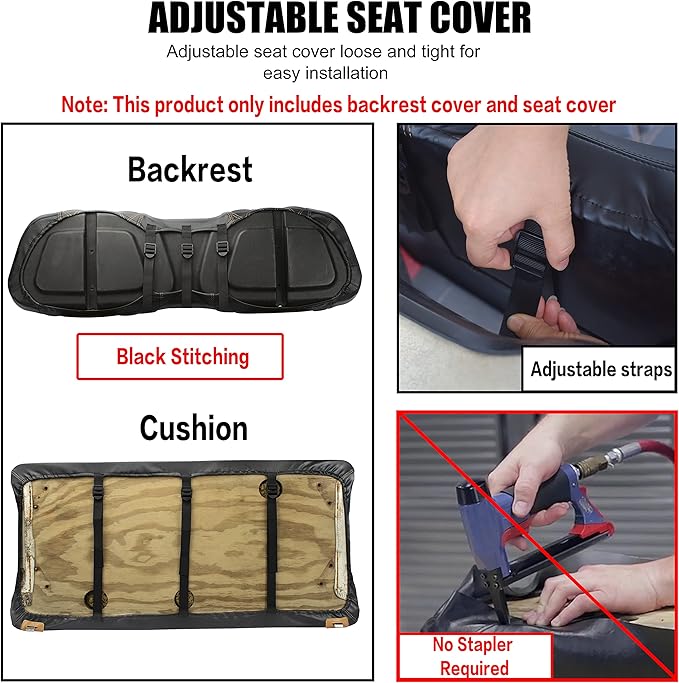 NOKINS Golf Cart Seat Cover, Black Diamond Pattern, Vinyl, Compatible with Club Car DS, Front Seat Cover, 2 Count