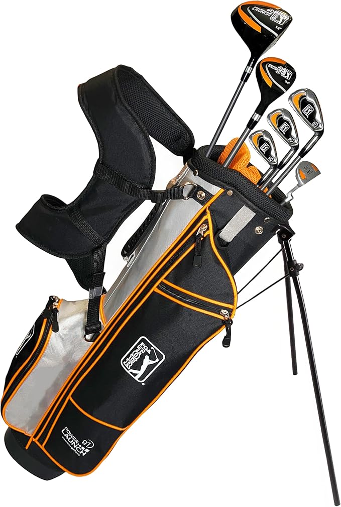 PGA Tour Youth Golf Club Set for Ages 5-15+ (3’5”-5’10”), Right and Left-Handed Kids Golf Sets – Beginner Junior Golf Clubs with Lightweight Stand Bag, Mallet Putter, Hybrid, Driver