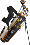 PGA Tour Youth Golf Club Set for Ages 5-15+ (3’5”-5’10”), Right and Left-Handed Kids Golf Sets – Beginner Junior Golf Clubs with Lightweight Stand Bag, Mallet Putter, Hybrid, Driver