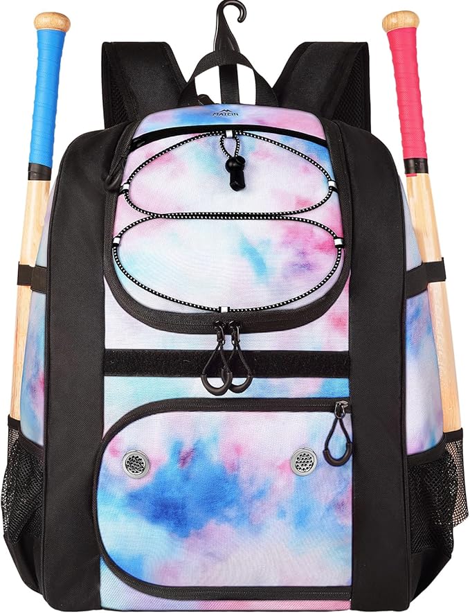 MATEIN Softball Bag, Lightweight Baseball Backpack with Shoe Compartment, Baseball Bag with Fence Hook for TBall Bat & Equipment, Softball Gifts Catchers Backpack for Women Fit Catcher’s Mitt, Helmet