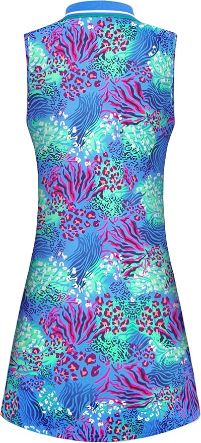 Womens Sleeveless Golf Tennis Dresses with Inner Shorts＆Pockets for Workout Exercise