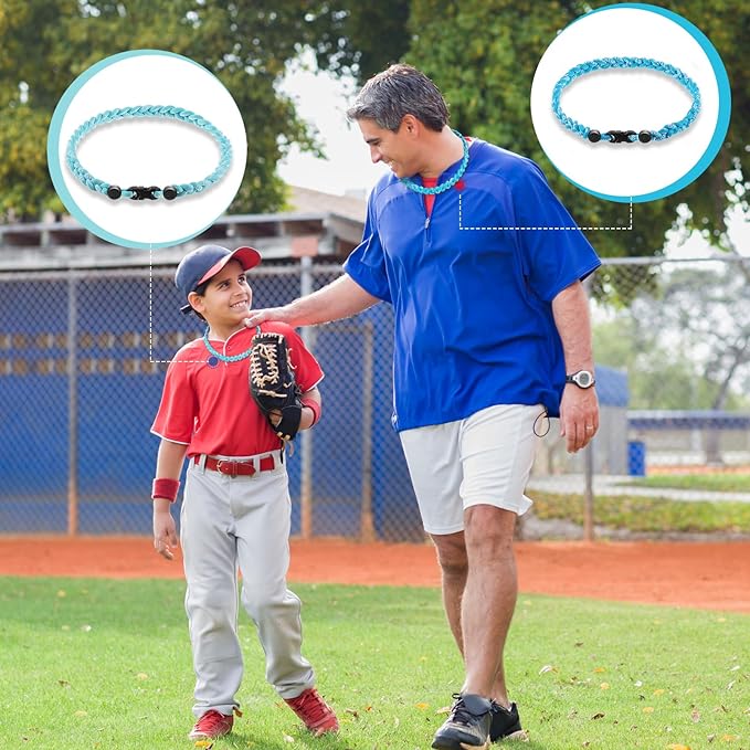 Junkin Baseball Necklaces Three Braided Rope Titanium Necklace for Fans Team Gifts Boys Men Player Softball Sports