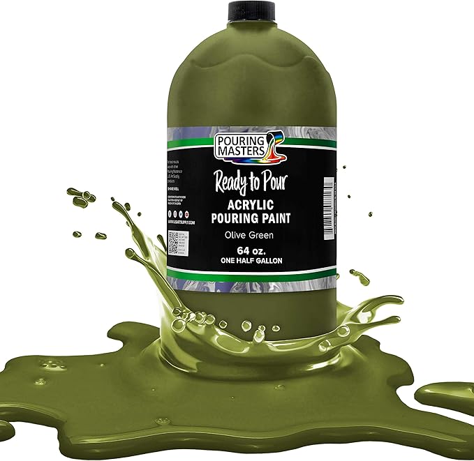 POURING MASTERS Olive Green Acrylic Ready to Pour Pouring Paint by Pouring+Masters