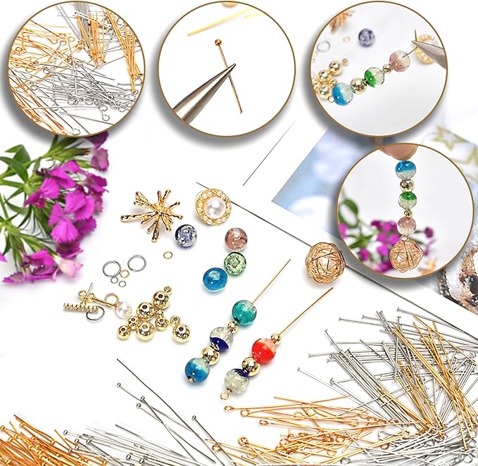 100pcs 18K Gold Filled Flat Head Pins Non Tarnish Craft Earring Bracelet - Image 4