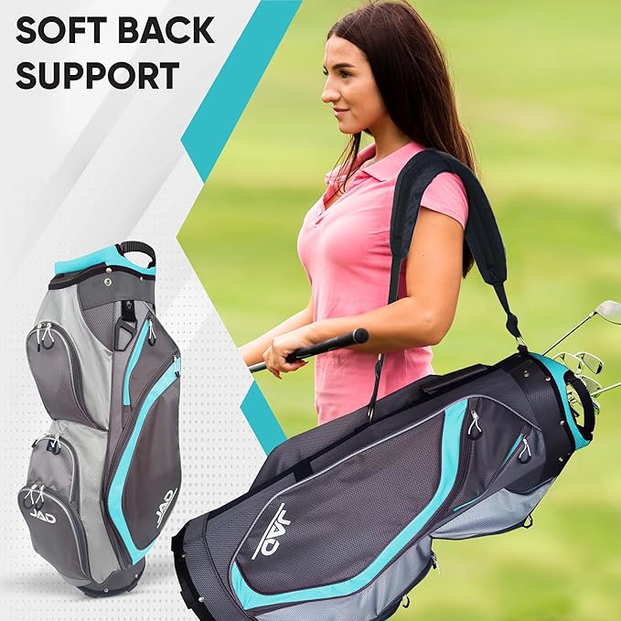 JAD Lightweight Womens Golf Bag, Golf Cart Bag with Dual Handles for Women/Ladies, 14-Way Full-Length Top Dividers, Large Putter Well, Ultra Lightweight, Large Pockets for Accessories