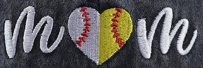 Mom Baseball Softball Half Heart Hat for Women, Funny Cotton Embroidered Soccer Football Mama Baseball Cap