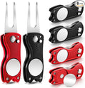 Skylety 6 Packs Golf Repair Tool Stainless Steel Foldable Golf Divot Tool Magnetic Button Ball Marker