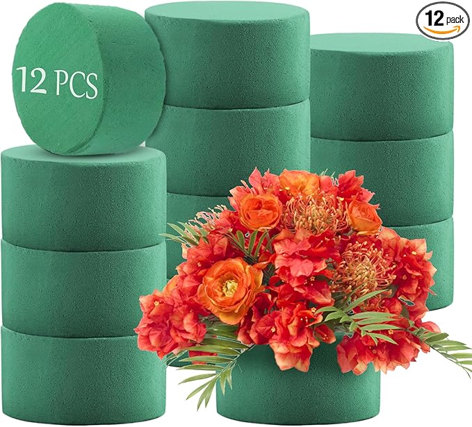 12Pcs Round Floral Foam Blocks, Wet and Dry Foam Bricks by Nufiwra