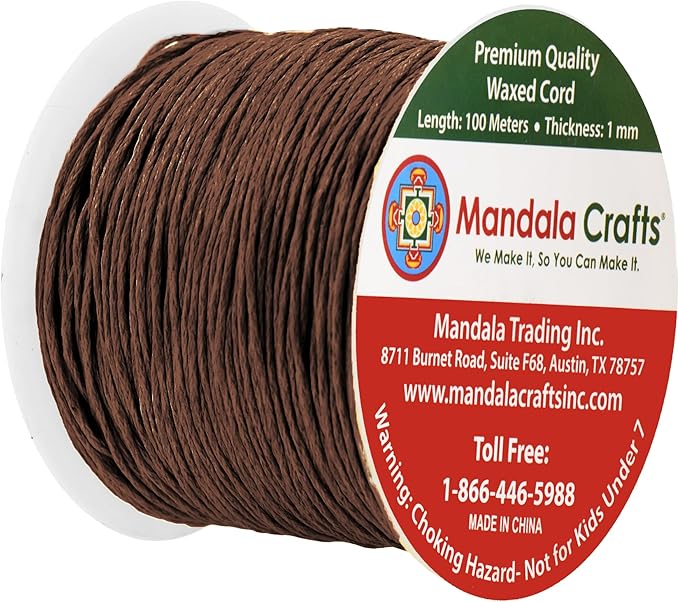 Mandala Crafts 1mm 109 Yards Brown Cotton Waxed Cord - Image 2
