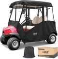 10L0L 2/4/8 Passenger Golf Cart Enclosure for Club Car Precedent/Tempo/Onward, 600D Waterproof Golf Cart Rain Cover, Driving Enclosure with 4-Sided Clear Windows Roll-up Door Black -Roof 58"-141"
