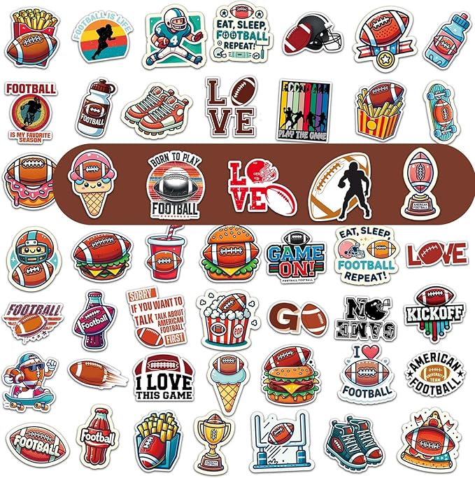Football Water Bottles for Boys 32 oz and 100 PCS Football Stickers Sports Insulated Stainless Steel Water Bottle Footballs Accessories Stuff Gear Gifts For 8-12 12-14 Player