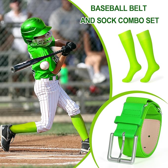 XZQTIVE Baseball Softball Socks and Baseball Softball Belt Combo Set Knee-High Soccer Socks for Kids Youth Adult