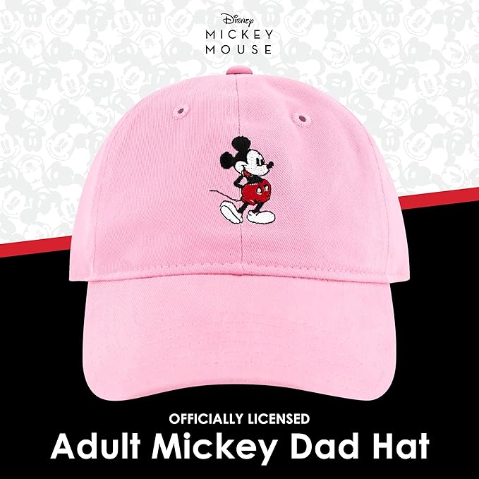 Disney Mickey Mouse Embroidered Cotton Adjustable Dad Hat with Curved Brim