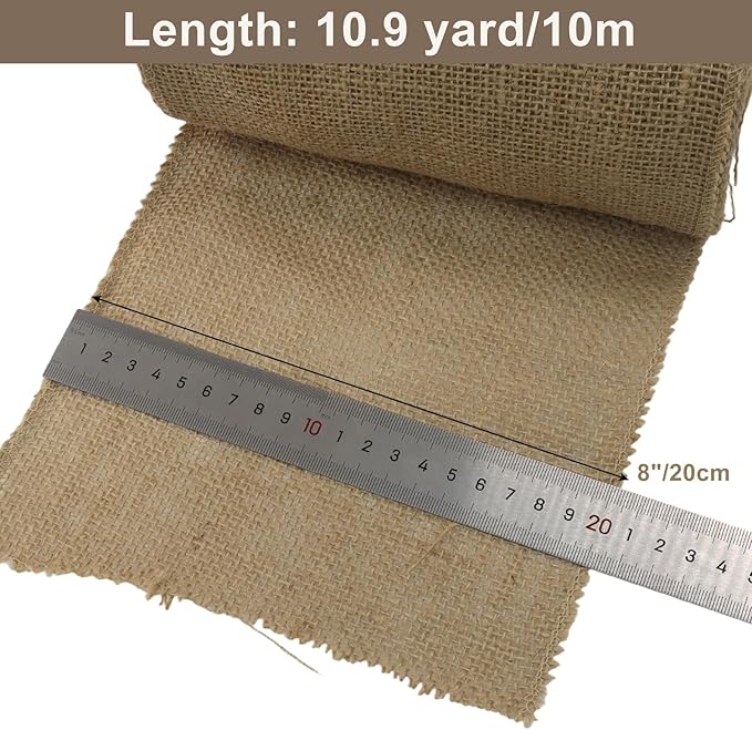 8" Wide Natural Burlap Fabric Roll - Image 2