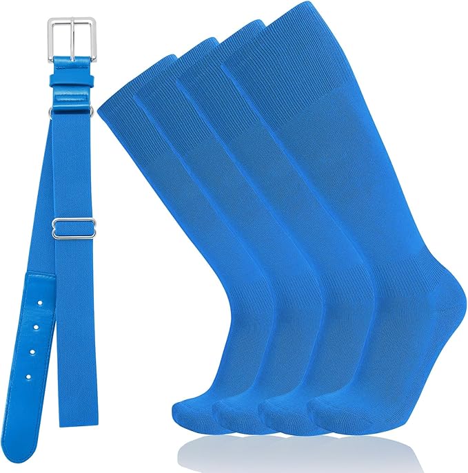 Baseball Socks and Belt Combo for Youth Adult - Softball Sock and Belt for Boys and Girls (2 Pairs of Socks & 1 Belt)