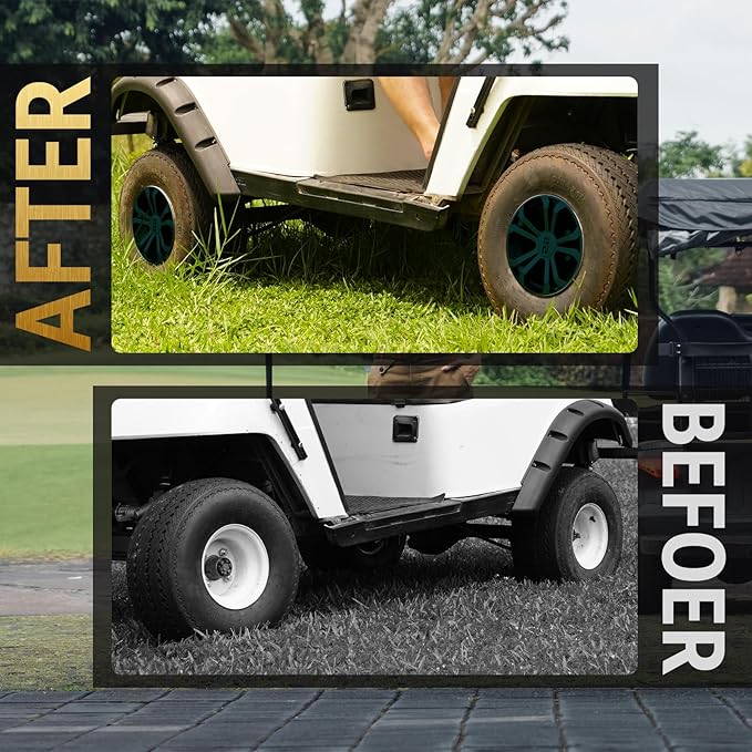 Golf Cart SS Wheel Covers Hub Caps for EZGO Club Car Yamaha, 8 inch Golf Cart Hub Caps, Set of 4 Wheel Covers