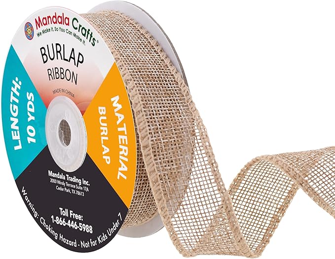 Mandala Crafts Natural Burlap Ribbon 1 Inch Wide Jute Ribbons by MandalaCrafts