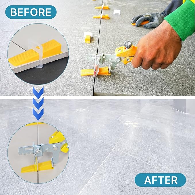 Tile Leveling System with Tile Plier 1500Pcs Piece Tile Spacers Clips 300Pcs - Image 7