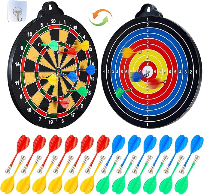 Magnetic Dart Board for Kids-12Magnetic Dart/Sticky Balls Or 2 Toy Gun+40 Foam by moopok
