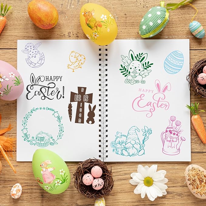 Whaline 5 Sheet Easter Clear Stamps Bunny Rabbit Egg Gnome Words Silicone - Image 4