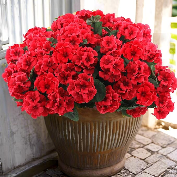 Hananona 24 Pcs Artificial Geranium Flowers by HANANONA