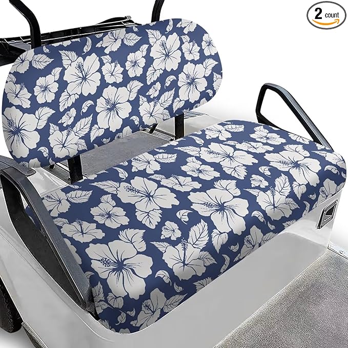 Suobstales Golf Cart Front and Rear Seat Cover Set for EZGO TXT RXV & Club Car DS 2 Passenger, Washable Bench Seat Covers Kit