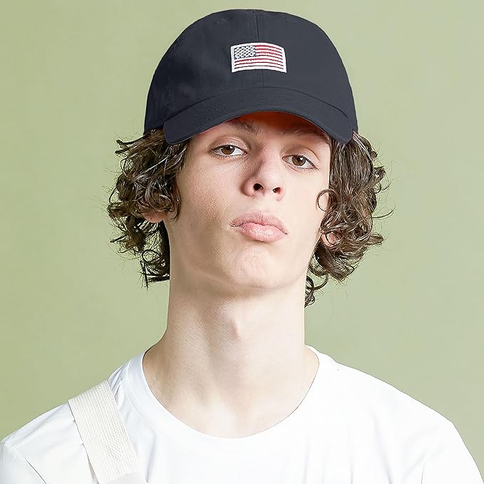 USA Flag & Embroidery Premium 100% Cotton Low Profile Adjustable Baseball Dad Cap