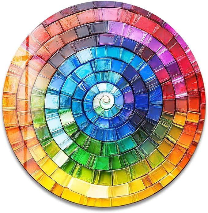My Photostation.com 10'' Diameter Radiant Spiral Spectrum Round Glass Wall Art - Image 6