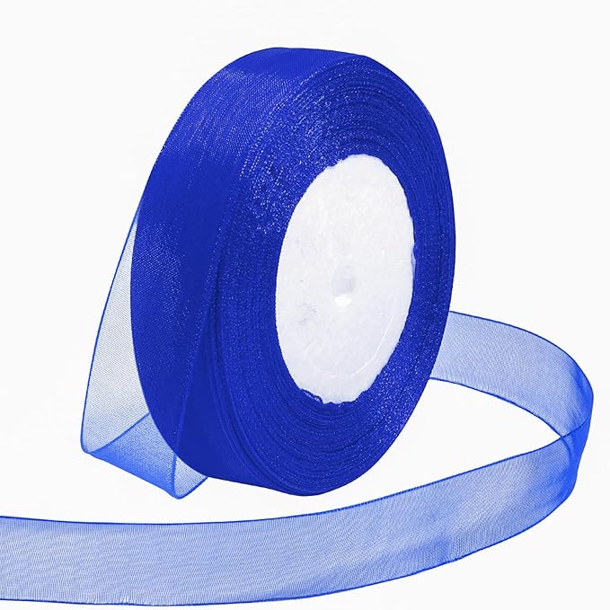 Ribbon for Gift Wrapping 3/4 inch Royal Blue Sheer Organza Ribbon for Flower by Loomeshribbonforcrafts%EF%BC%81