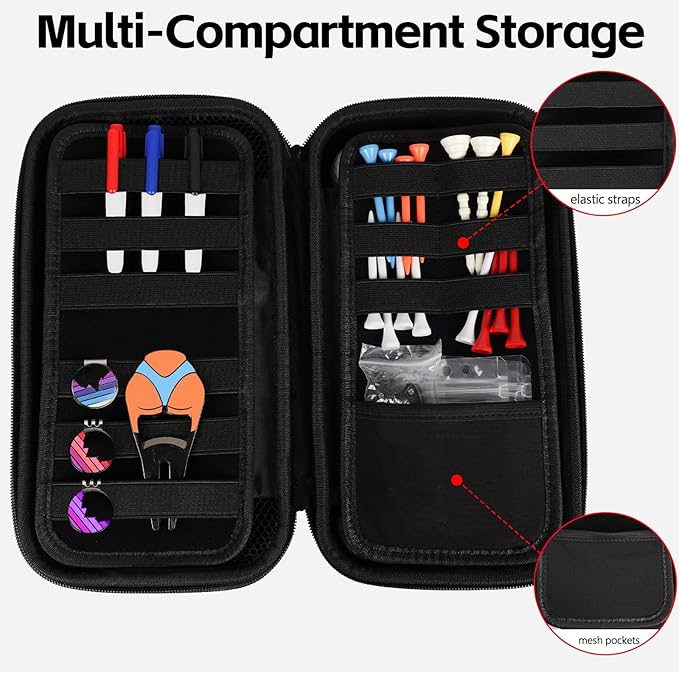 Craftsman Golf Glove Holder Case with Glove Shaper Portable Golf Accessories Organizer for Tees,Balls,Divot Tools,Ball Marker Golf Bag Accessories Golf Gift for Men/Women