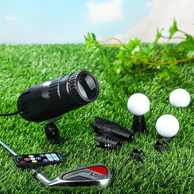 Glooglitter 1 Pack Golf Spot Light Indoor Simulator and 20 Pcs Plastic Tees Golf Simulator Pin Spot Light Super Bright Mirror Ball Spotlight for Indoor Ball Training DJ Disco Party(Adjustable)