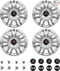 Golf Cart Hub Caps 8 Inch for EZGO/Club Car/Yamaha (Excludes EZGO RXV) Golf Cart Wheels and Tires, Snap-On Installation Wheel Covers Accessories, Premium ABS Plastic, Set of 4, Chrome