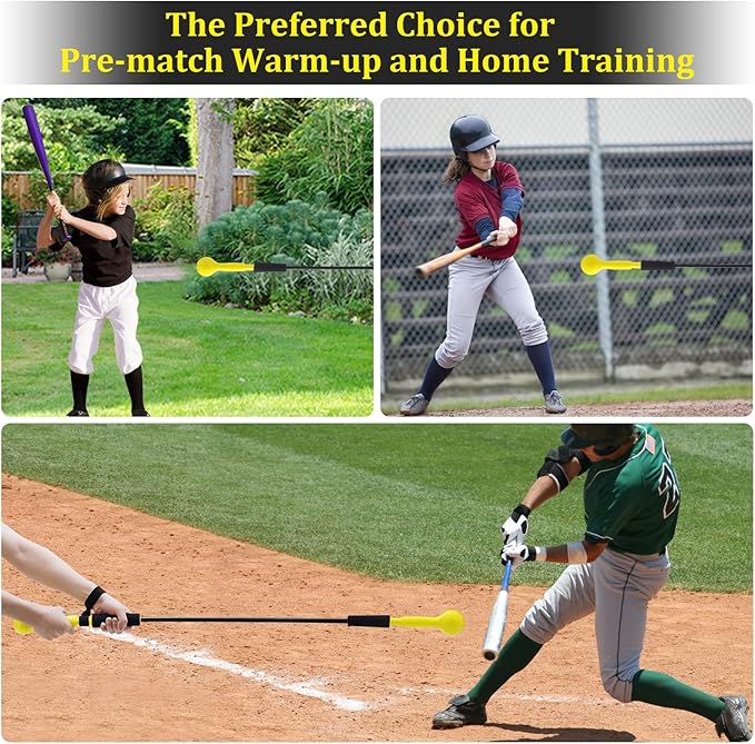 Baseball Hitting Stick,Batting Practice Equipment for Baseball and Softball,Extended Handlebar with Grip Strap,Ideal One-on-One Baseball Training Equipment