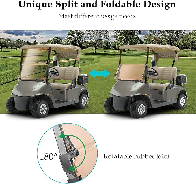 10L0L Golf Cart Folding Tinted Winshield for EZGO RXV 2008-up, Fold Down Upgrade Thickened Polycarbonate (PC) High Strength Impact Resistance