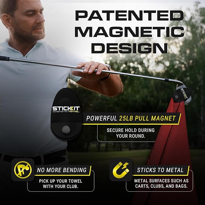 STICKIT Magnetic Golf Towel - Ultra-Absorbent with Waffle Weave Microfiber - Golf Towel with Magnet for Bags, Clubs & Carts - Removes Dirt, Grass, & Debris from Club Face - 29” x 29” (Splatter Paint)
