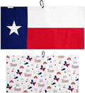 Pin Hunters Texas Flag Microfiber Golf Towel | Premium Waffle Towel with Clip | Large 31"×15.5" Towel for Golf Bags | Accessories for Men | Fun Gift for Husband | USA Pride