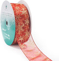 CT CRAFT LLC Organza with Red Glitter Snowflakes Wired Ribbon 2.5 inch x 50 by CTCRAFTLLC