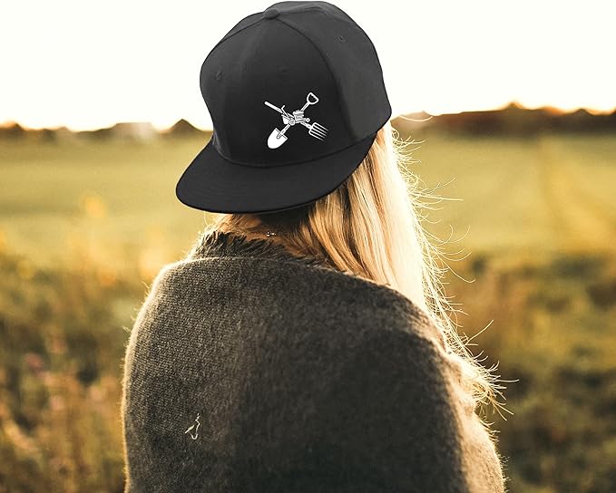 Skull Finger Flat Bill Hats for Men Black Mens Snapback Hat Baseball Cap Fitted Hat Rock N Roll Skeleton Hand Snap Backpack