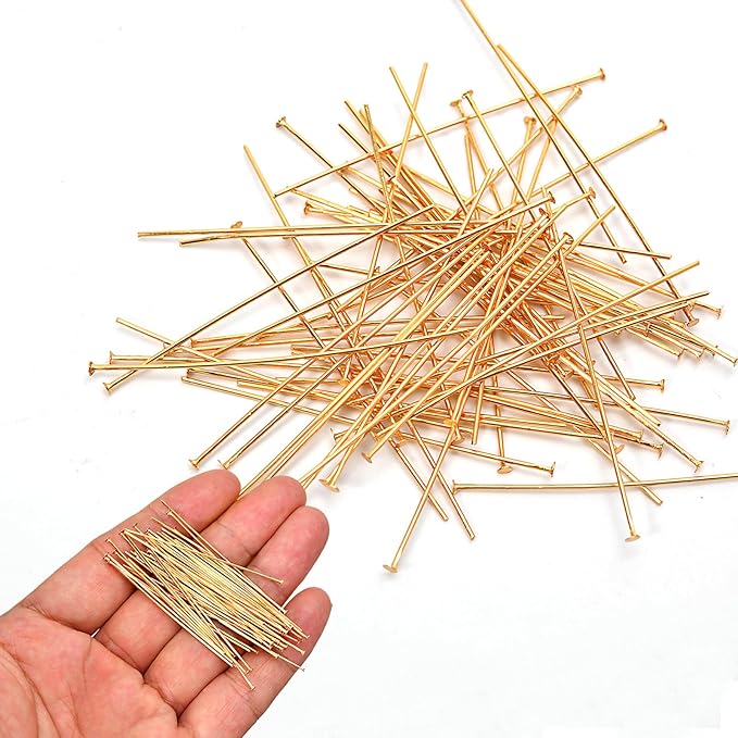 260pcs 18K Gold Filled Flat Head Pins Non Tarnish Craft Earring Bracelet - Image 3