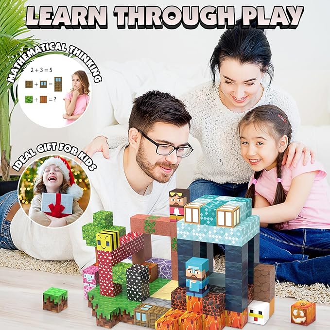 JIMI Magnetic Blocks Building Toys, 1 inch Magnet Blocks Montessori Sensory - Image 4