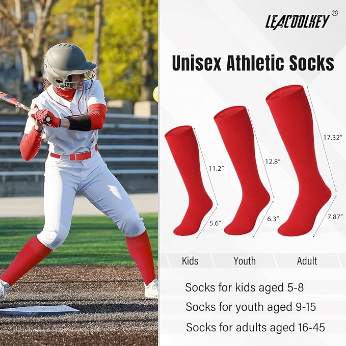 LEACOOLKEY Baseball Belt and Socks Combo Set Adjustable Softball Socks and Elastic Belt for Youth and Adult