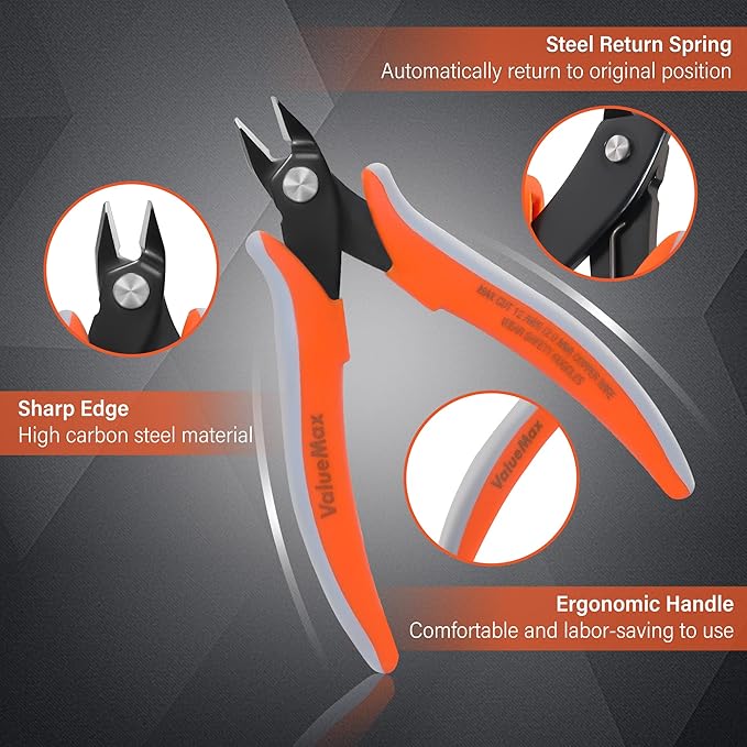 ValueMax Flush Wire Cutters, 3 Pack 5 Inch Precision Micro Cutter Anti-Slip - Image 2