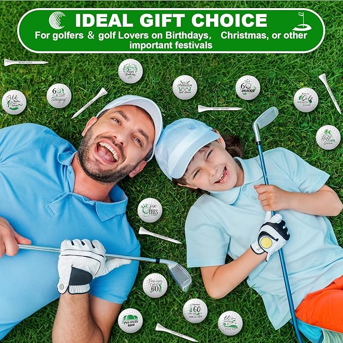 MiniInflat 18 Pcs Funny Golf Balls Gifts Set 12 Humor Golf Balls and 6 Tees for Men Women Coworkers Employees Golfers Birthday Retirement